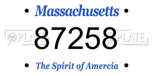 87258 Massachusetts License Plate