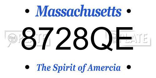 8728QE Massachusetts License Plate