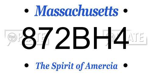 872BH4 Massachusetts License Plate