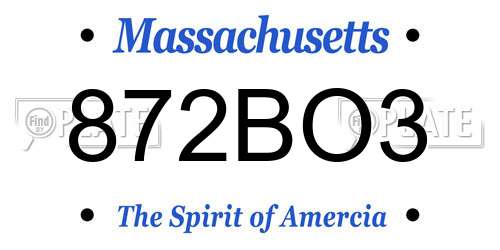872BO3 Massachusetts License Plate