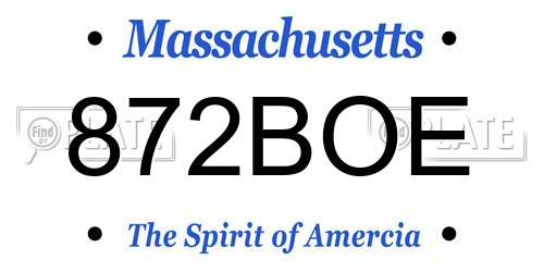 872BOE Massachusetts License Plate