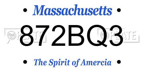 872BQ3 Massachusetts License Plate