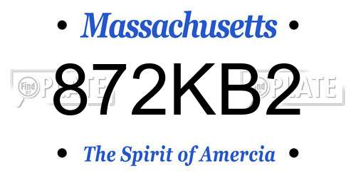 872KB2 Massachusetts License Plate