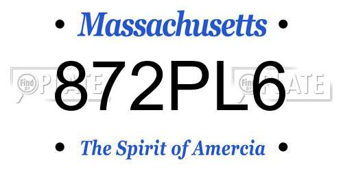 872PL6 Massachusetts License Plate