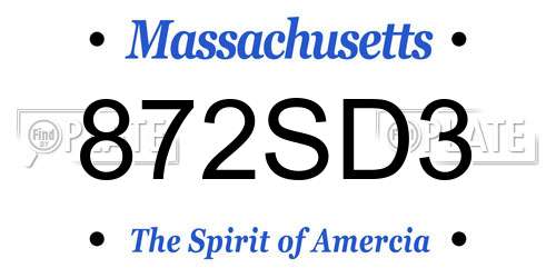 872SD3 Massachusetts License Plate