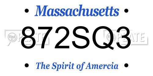 872SQ3 Massachusetts License Plate