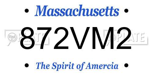 872VM2 Massachusetts License Plate