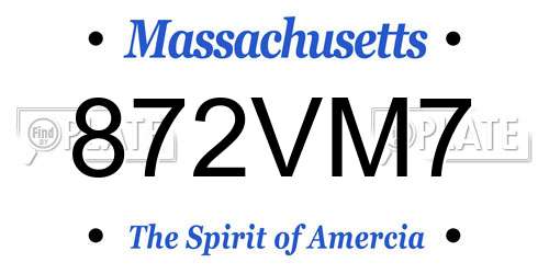 872VM7 Massachusetts License Plate