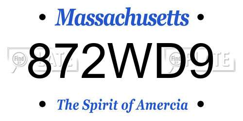 872WD9 Massachusetts License Plate