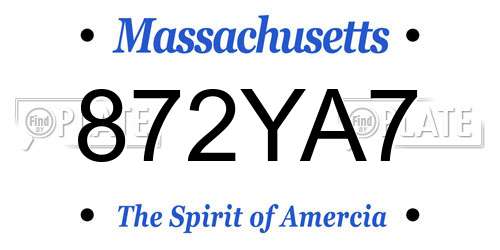 872YA7 Massachusetts License Plate