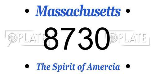 8730 Massachusetts License Plate