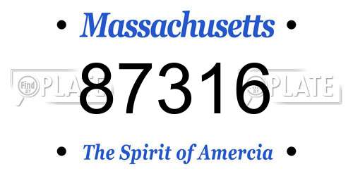 87316 Massachusetts License Plate