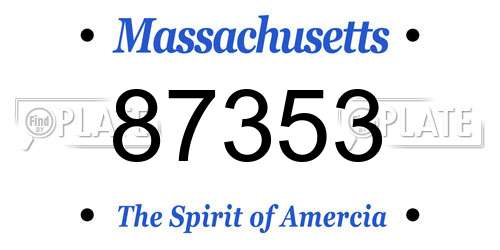 87353 Massachusetts License Plate