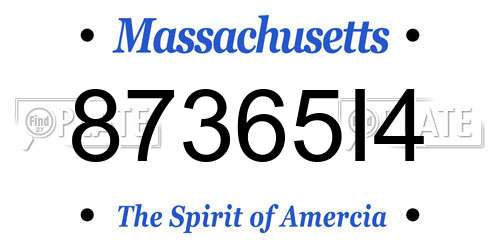 87365I4 Massachusetts License Plate