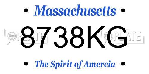 8738KG Massachusetts License Plate