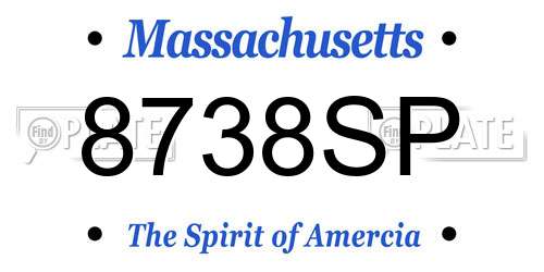 8738SP Massachusetts License Plate