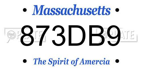 873DB9 Massachusetts License Plate