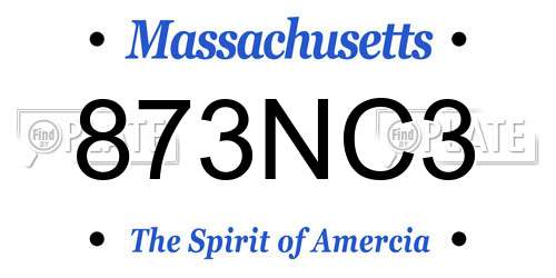 873NC3 Massachusetts License Plate