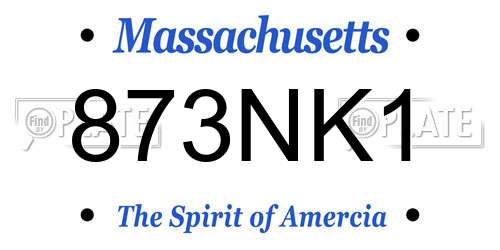 873NK1 Massachusetts License Plate
