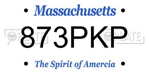 873PKP Massachusetts License Plate