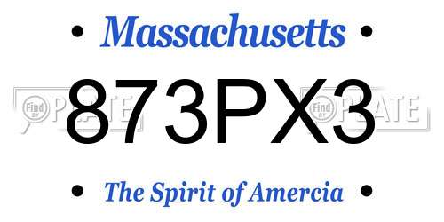 873PX3 Massachusetts License Plate