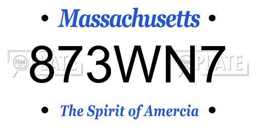 873WN7 Massachusetts License Plate