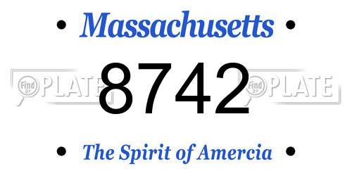 8742 Massachusetts License Plate