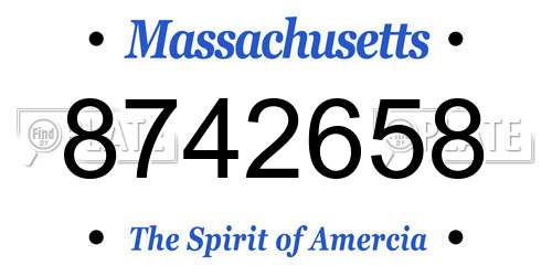 8742658 Massachusetts License Plate