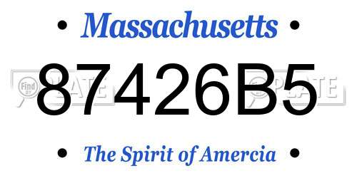 87426B5 Massachusetts License Plate