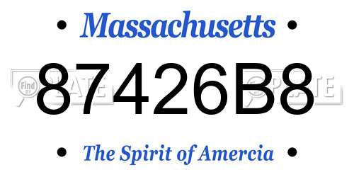87426B8 Massachusetts License Plate