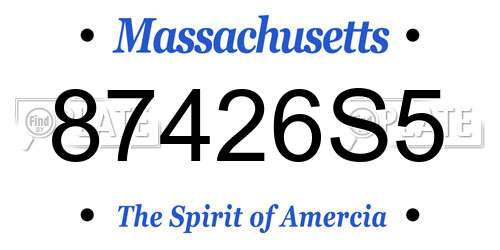 87426S5 Massachusetts License Plate