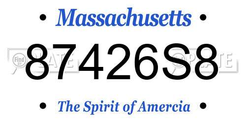 87426S8 Massachusetts License Plate