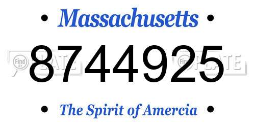 8744925 Massachusetts License Plate