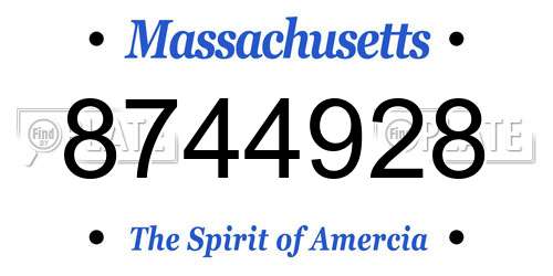 8744928 Massachusetts License Plate