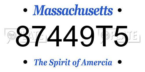 87449T5 Massachusetts License Plate