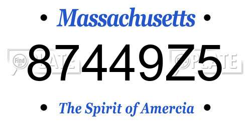 87449Z5 Massachusetts License Plate