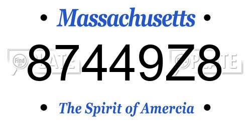 87449Z8 Massachusetts License Plate