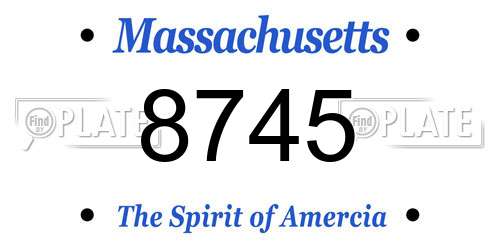 8745 Massachusetts License Plate
