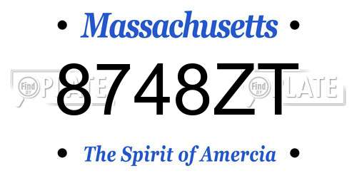 8748ZT Massachusetts License Plate