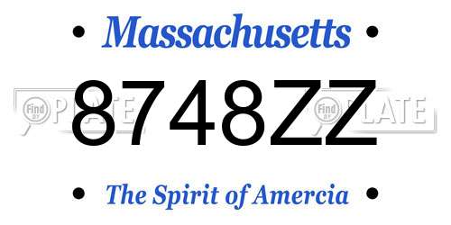 8748ZZ Massachusetts License Plate
