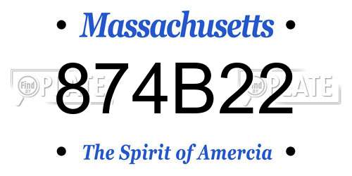 874B22 Massachusetts License Plate
