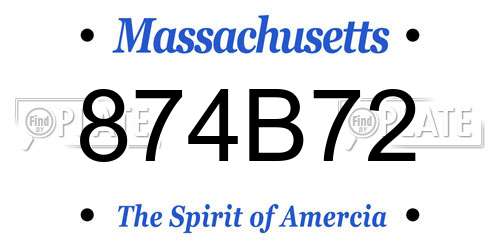 874B72 Massachusetts License Plate