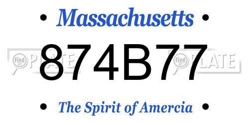 874B77 Massachusetts License Plate