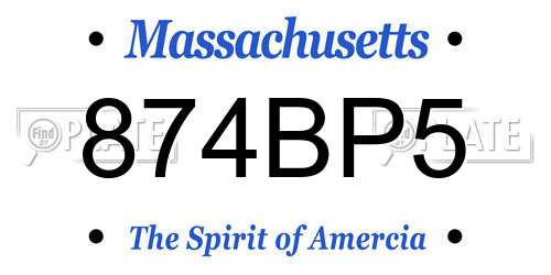 874BP5 Massachusetts License Plate