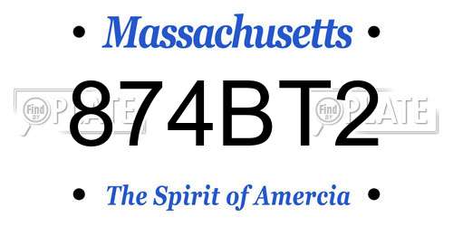 874BT2 Massachusetts License Plate