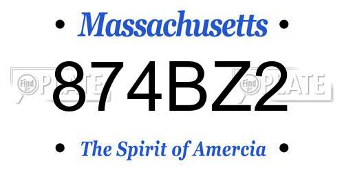 874BZ2 Massachusetts License Plate