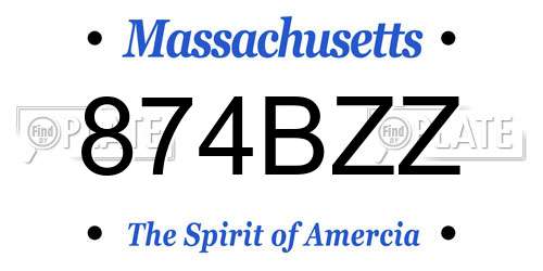 874BZZ Massachusetts License Plate
