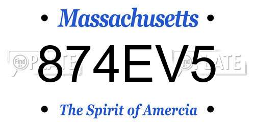 874EV5 Massachusetts License Plate