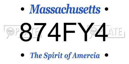 874FY4 Massachusetts License Plate
