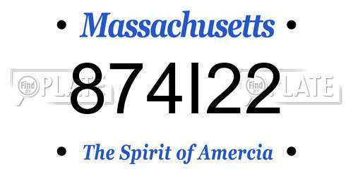 874I22 Massachusetts License Plate